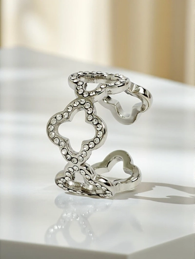 Ariadne Silverita zapestnica s kristali – srebrna, geometrijski glamurozen vzorec