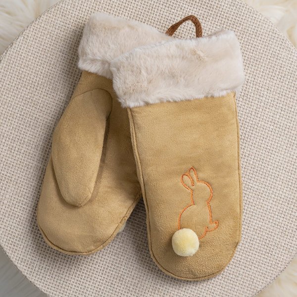 Hnedé detské palčiaky na šnúrke a s palčiakmi - palčiaky