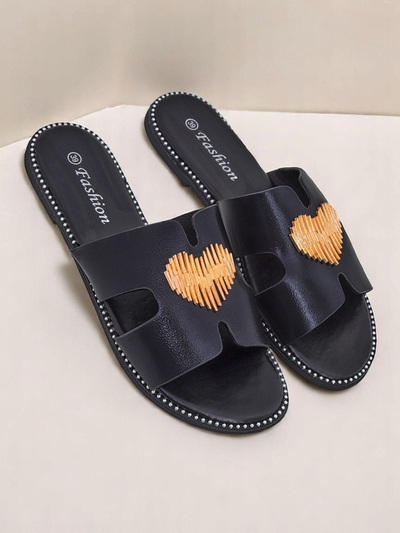 Royalfashion Ženske japonke z ravnim podplatom Heart Chic