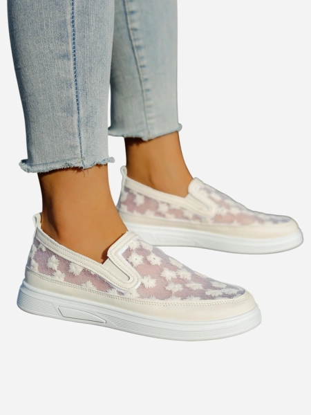 Royalfashion dámske mokasíny vyrobené z nylonu s kvetmi Emzos