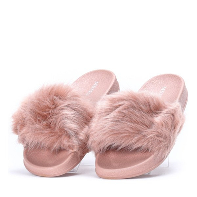 Tmavě růžové žabky s kožešinou Millie- Footwear