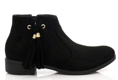 Botki zamszowe- kolor czarny - Obuwie