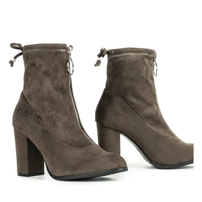 Zielone botki na słupku Lior - Obuwie