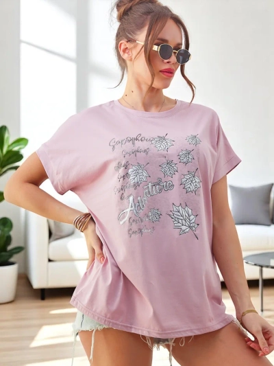 Royalfashion Dámske bavlnené tričko s potlačou listov
