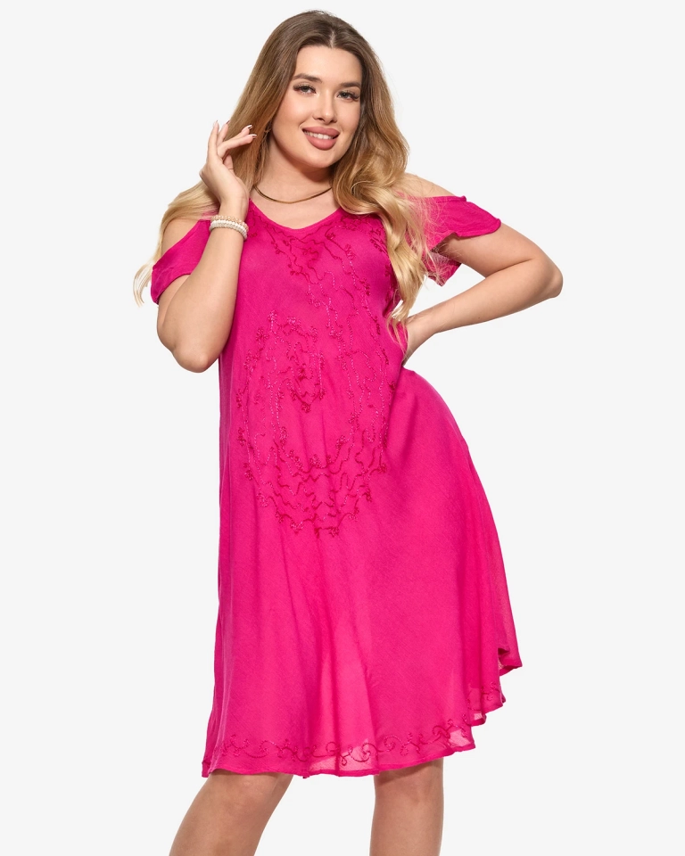 Fuchsiová Dámske plážové sukňové šaty - Oblečenie