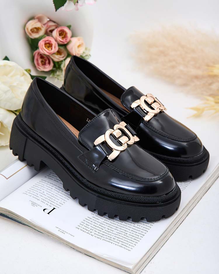 Royalfashion Dámske lakované mokasíny Bevevra