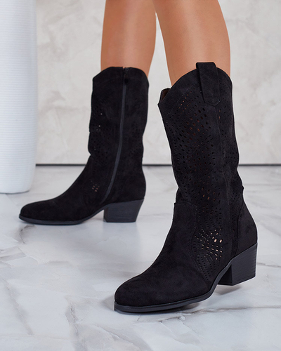 Royalfashion Ažurové nízke čižmy na podpätku Heliz