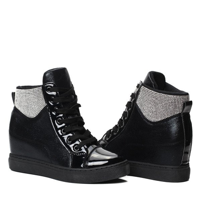 Czarne sneakersy na krytym koturnie Beatrice - Obuwie