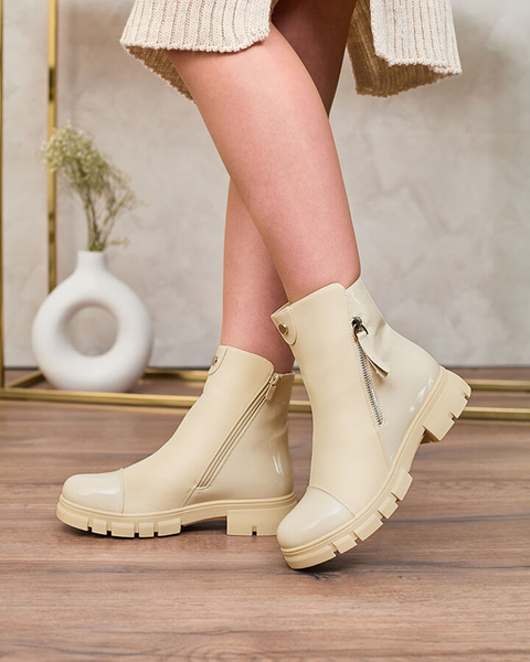 Royalfashion Béžové matné dámske čižmy Hedaheh