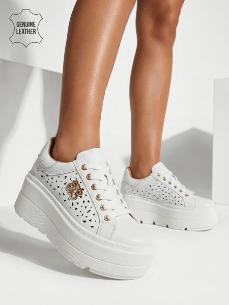 Ažurne športne ženske superge iz naravnega usnja Atelle