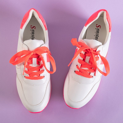 Biele a ružové športové tenisky pre ženy na platforme Dahn - Obuv