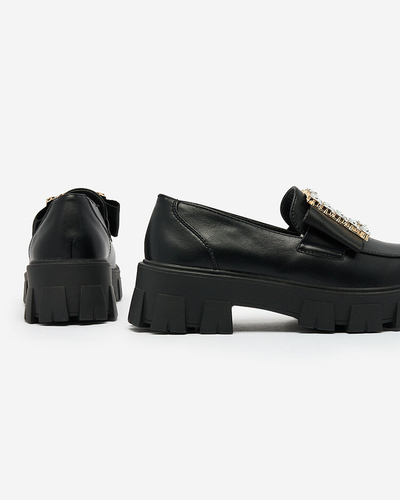 Royalfashion Čierne mokasíny s ozdobou na priehlavku Alomease