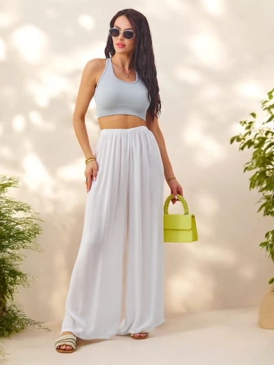 Royalfashion viskózové rovné dámske nohavice z látky