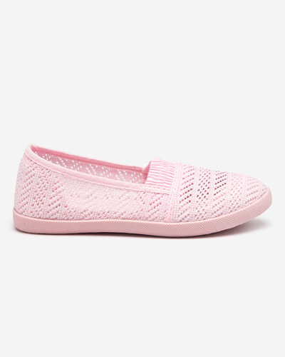 OUTLET Svetloružové detské slip on tenisky s prelamovaným zvrškom Qey-Shoes
