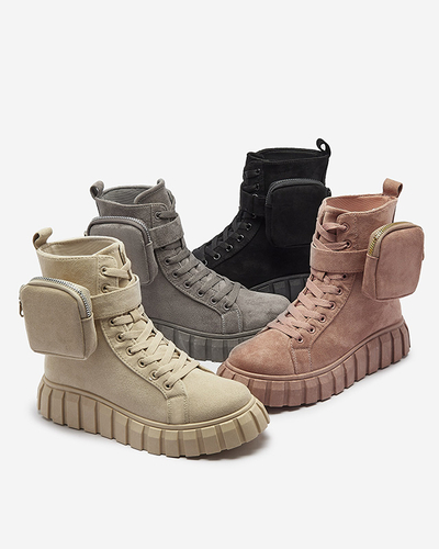 Dámske čižmy s vreckom v čiernej farbe Sauups- Obuv