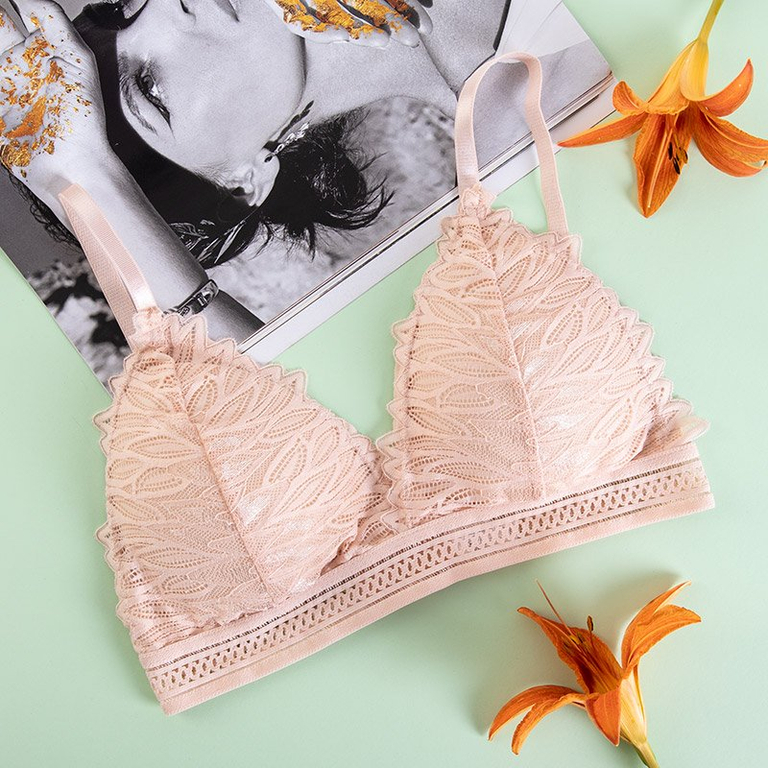 Dámska béžová čipkovaná podprsenka - Spodné prádlo