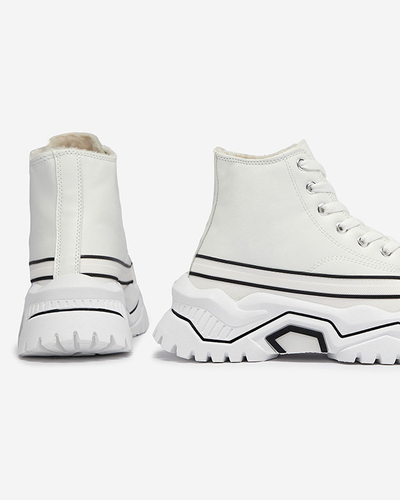 OUTLET Dámska biela zateplená športová obuv na platforme a'la tenisky Retiha - Obuv