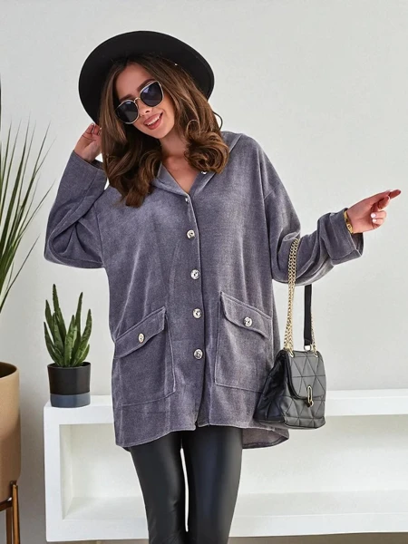 Royalfashion Dámsky kardigán s pozlatenými gombíkmi VEĽKOSŤ PLUS