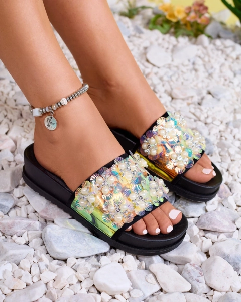 Čierne dámske sandále na platforme s ozdobou Maurelle - Obuv