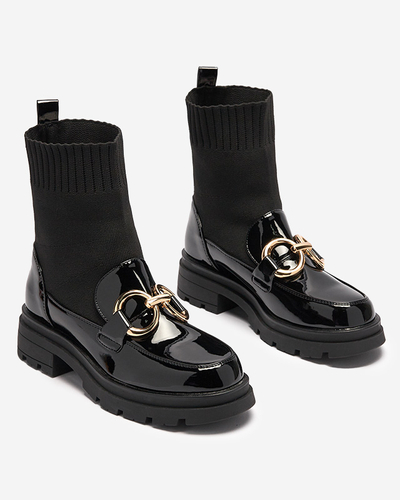 OUTLET Čierne dámske čižmy s ponožkou Accioi- Obuv