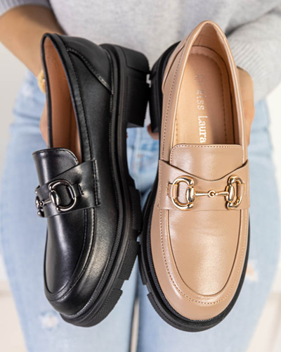 OUTLET Svetlohnedé dámske topánky s ozdobou na nose Veteca - Obuv