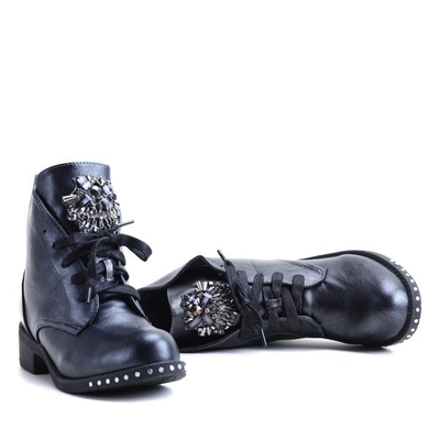 Grafitowe workery z ozdobą Haven- Obuwie