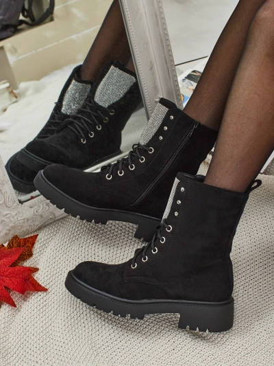 Eko semiš ženski gležnarji na vezalke Ferlyne