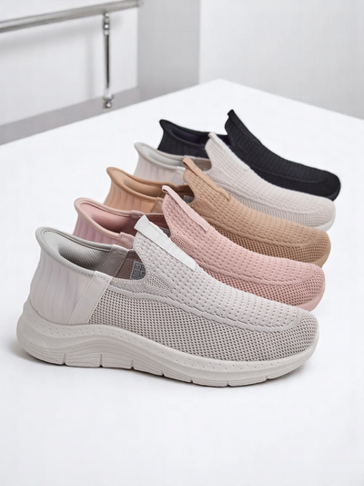 Ženske superge Apollo Rosa – roza čevlji slip-on iz tkanine na ravnem podplatu