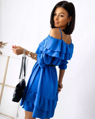 Dámske španielske šaty v kobaltovej farbe - Oblečenie