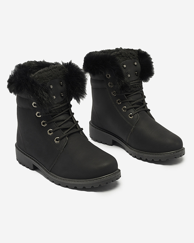 Klasické dámske čižmy a'la trapper v čiernej farbe Lausa- Footwear