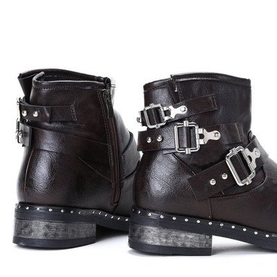 Brązowe botki ze sprzączkami Tricia- Obuwie