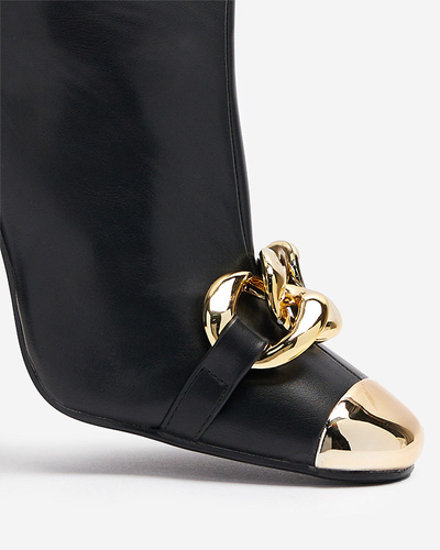 OUTLET Čierne dámske čižmy na stabilnej podpere Elero- Obuv