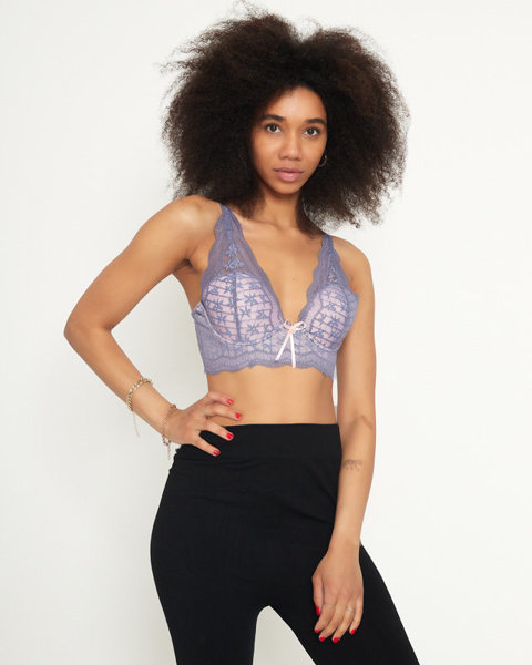 Ružová dámska podprsenka s fialovou čipkou - Spodná bielizeň