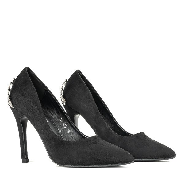 Čierne vysoké podpätky s dekoráciou Devya - Obuv