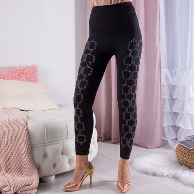 Černé legíny s ozdobami - Kalhoty 1