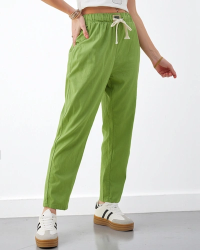 Royalfashion Dámske jednoduché bavlnené nohavice so šnúrkou v páse