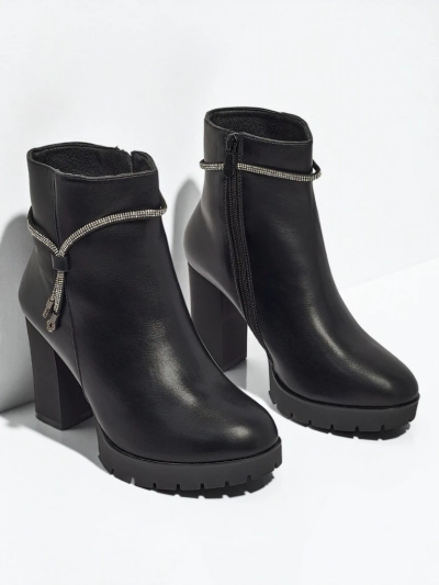 Ženski gležnarji iz eko usnja s peto Marellin