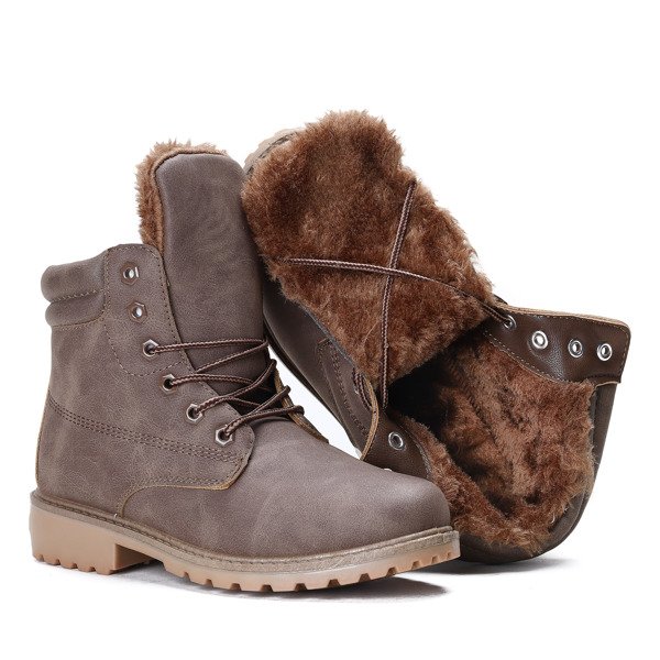 Ocieplane trapery Maggie w kolorze khaki- Obuwie