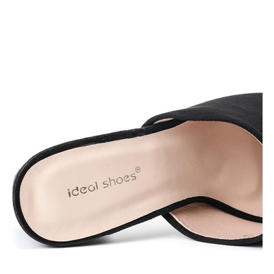 Czarne klapki na niskim słupku Montana - Obuwie