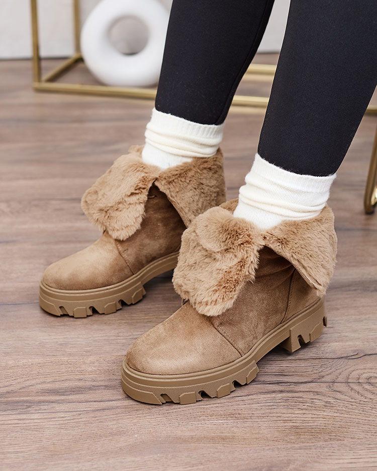 Royalfashion Svetlohnedé dámske šnurovacie čižmy Cavenma