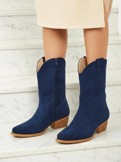 Ženski kavbojski škornji iz eko semiša SpireHush