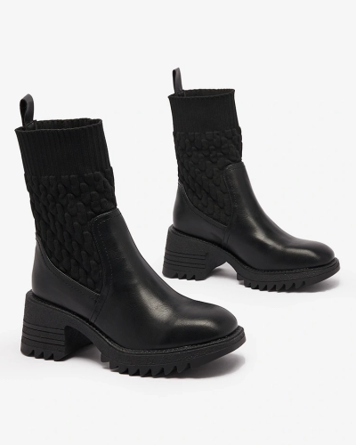 Royalfashion Čierne dámske čižmy Acigog na plochom podpätku