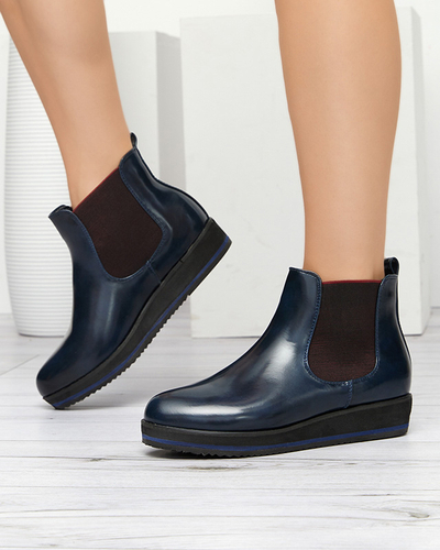 Tmavomodré dámske klinové topánky Stasia - Obuv