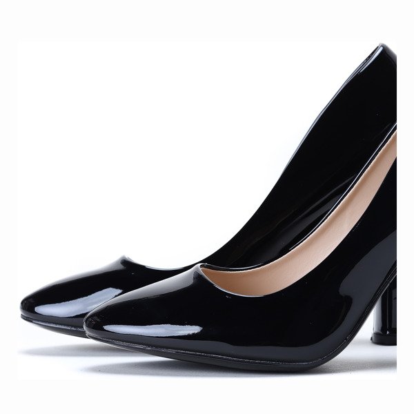 Czarne czółenka na słupku Dahlia - Obuwie