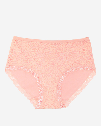 Svetloružové dámske bavlnené nohavičky s čipkou PLUS SIZE - Spodná bielizeň