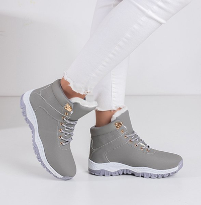 Dámske teplé turistické topánky z ekokože v šedej farbe Filis - Obuv