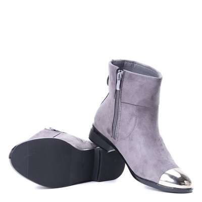 Szare sztyblety z metalicznym noskiem Yoon- Obuwie