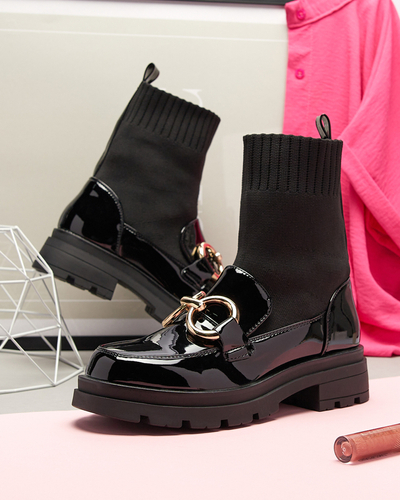 Čierne dámske čižmy s ponožkou Accioi- Obuv