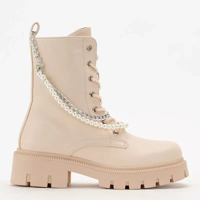 OUTLET Krémové dámske tašky s retiazkou a perličkami Agsiva - Obuv