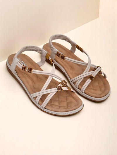 Ženski sandali Royalfashion Aelia bež iz ekološkega usnja